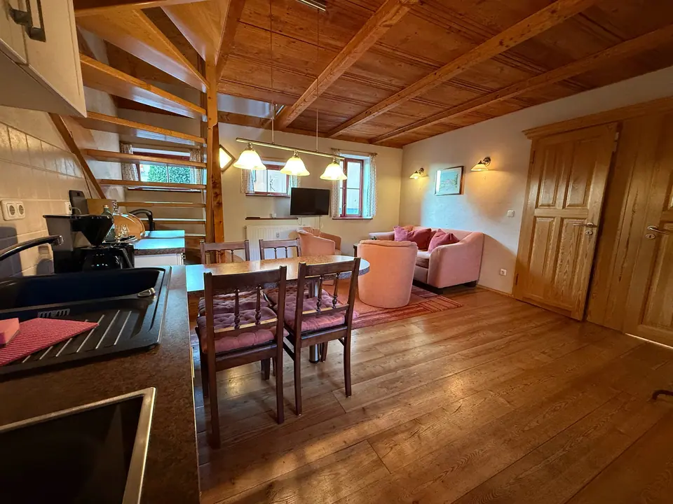 Dining area, under the stairs to the sleeping loft